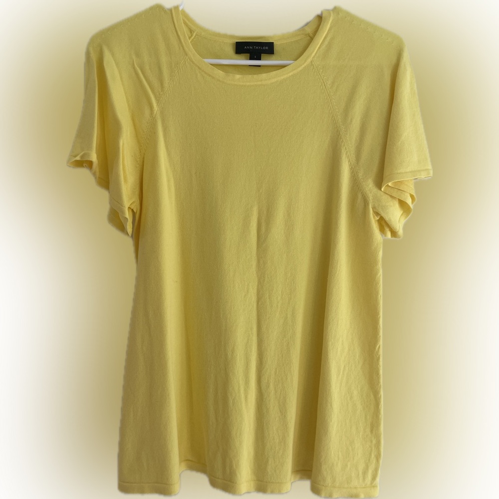 Ann Taylor Sunny Yellow Flutter Sleeve Sweater Tee